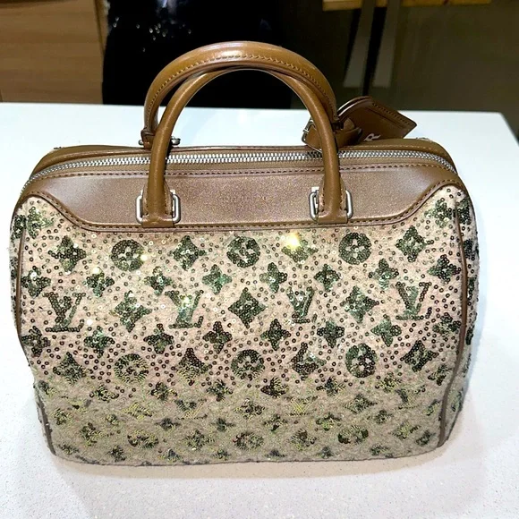 Louis Vuitton Bags Preowned Khaki Brown Sequin Monogram Lt